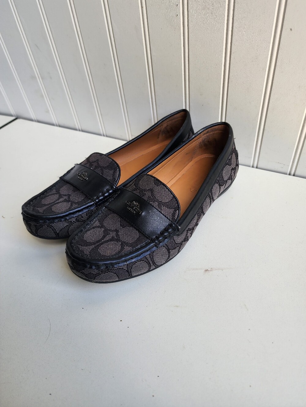 COACH ODETTE MONOGRAM LOGO Black & Gray LOAFER SLIP ON SZ 7.5 B - Picture 3 of 8